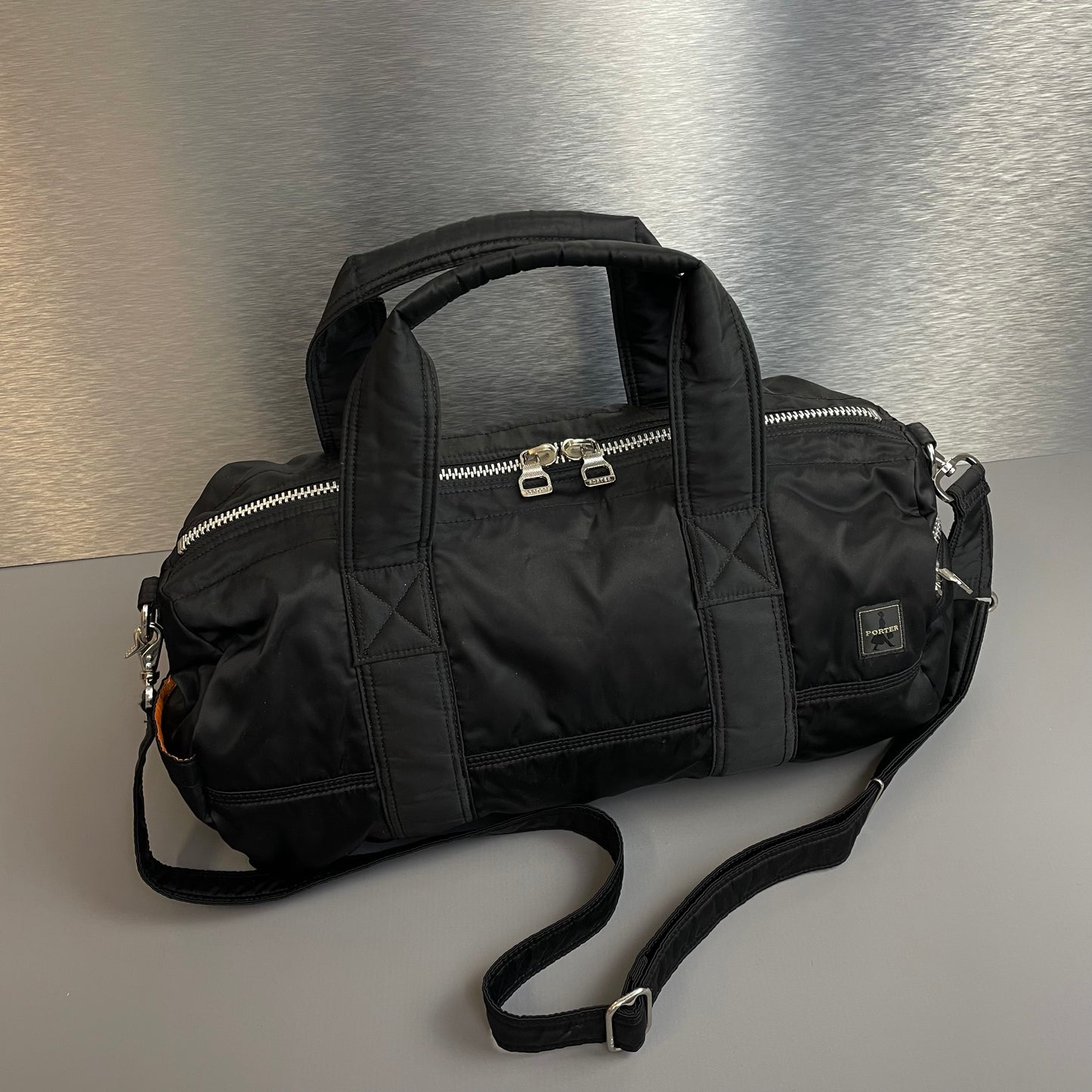 Porter International Black Nylon Boston Duffle Day Bag