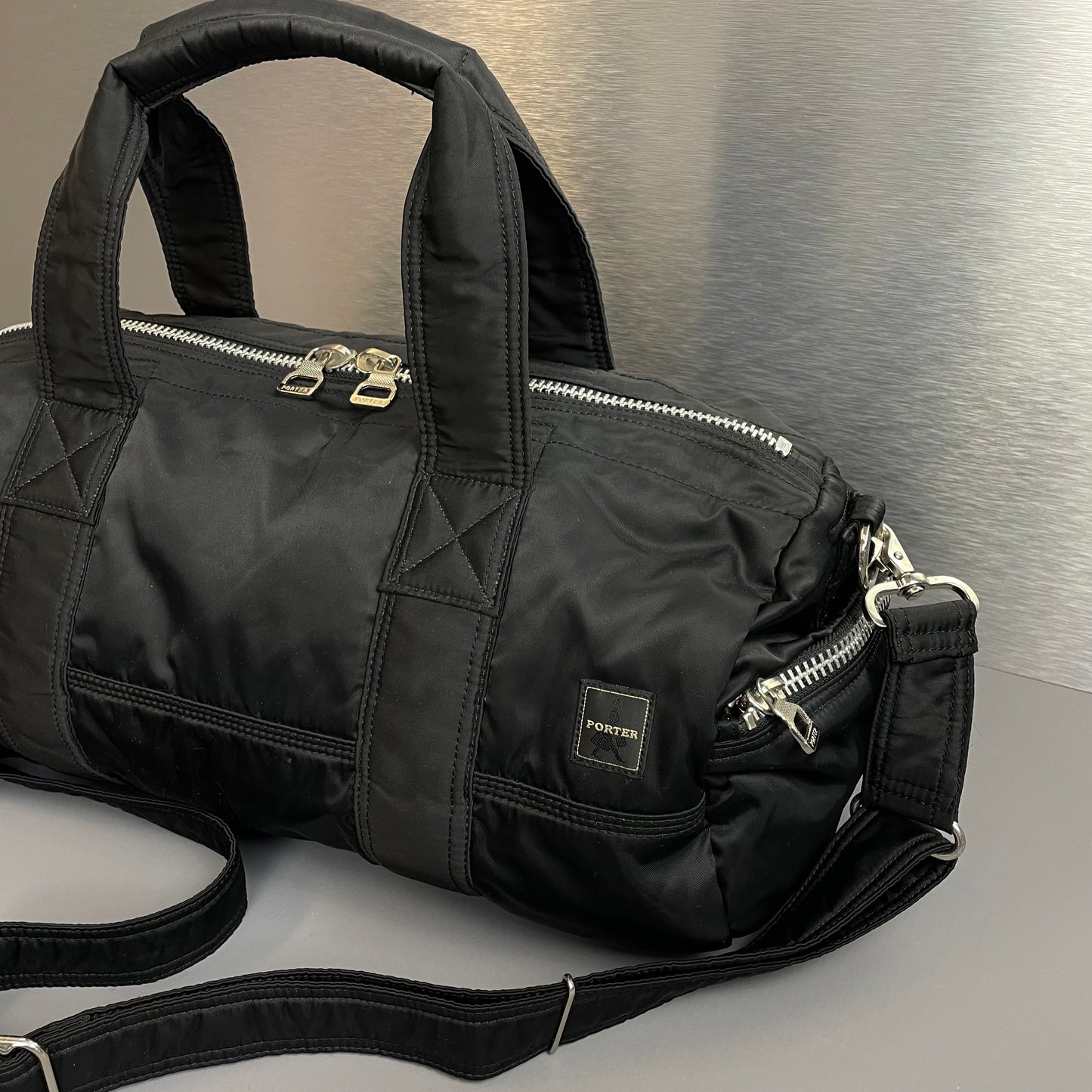 Porter International Black Nylon Boston Duffle Day Bag