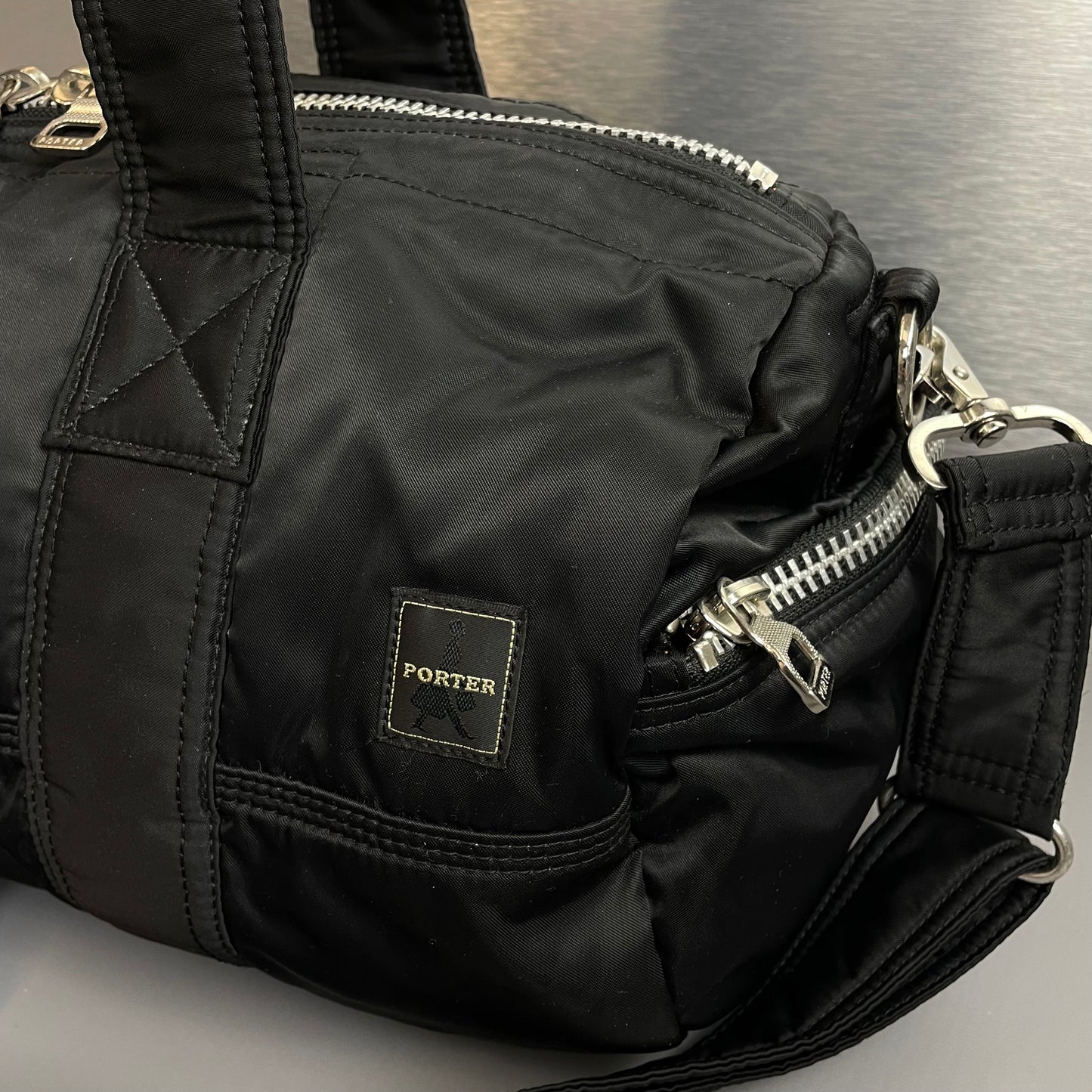 Porter International Black Nylon Boston Duffle Day Bag
