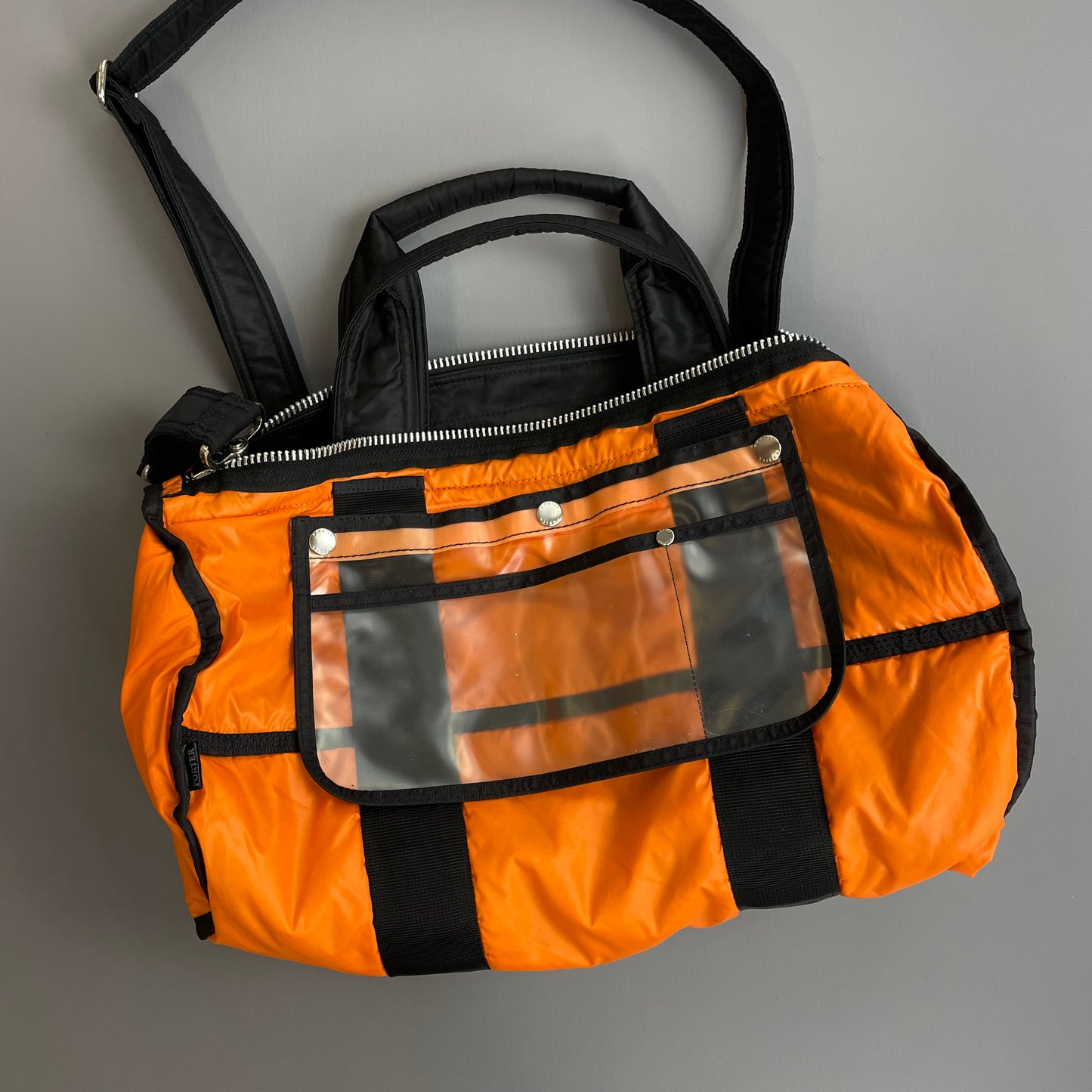 Porter International Black Nylon Boston Duffle Day Bag