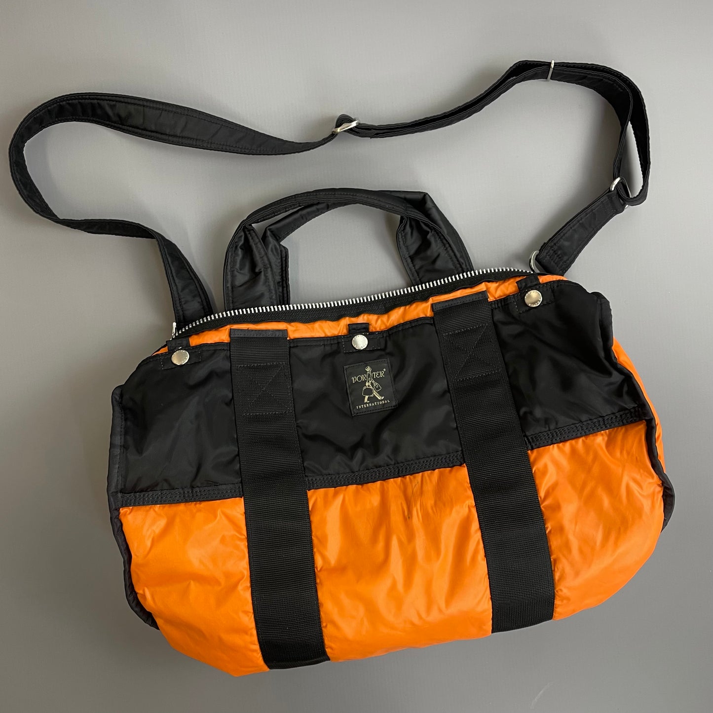 Porter International Black Nylon Boston Duffle Day Bag