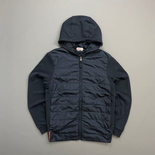 Prada Sport Navy Nylon Padded Hybrid Hooded Jacket