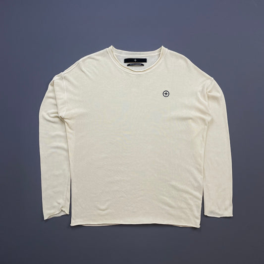 Stone Island Denims Cream 00s Lightweight Raw-Edge Jumper
