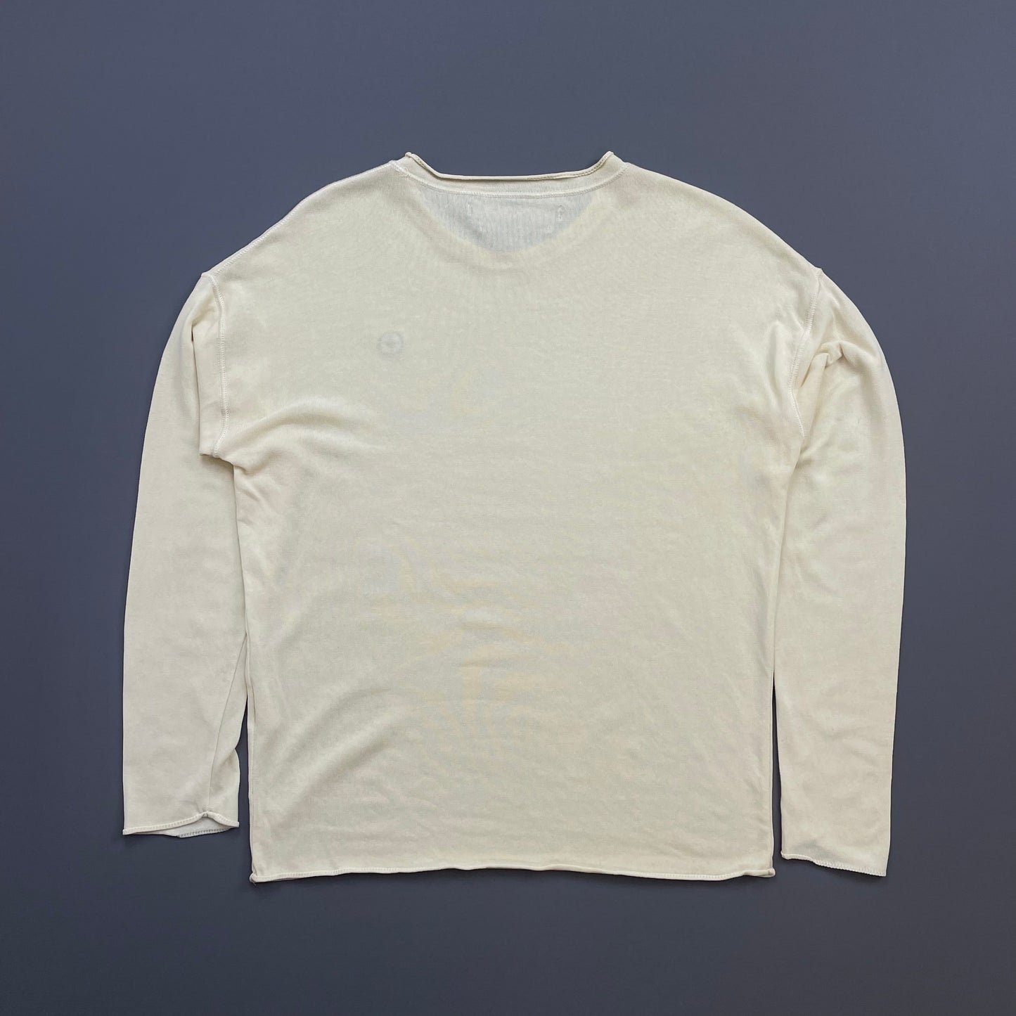 Stone Island Denims Cream 00s Lightweight Raw-Edge Jumper