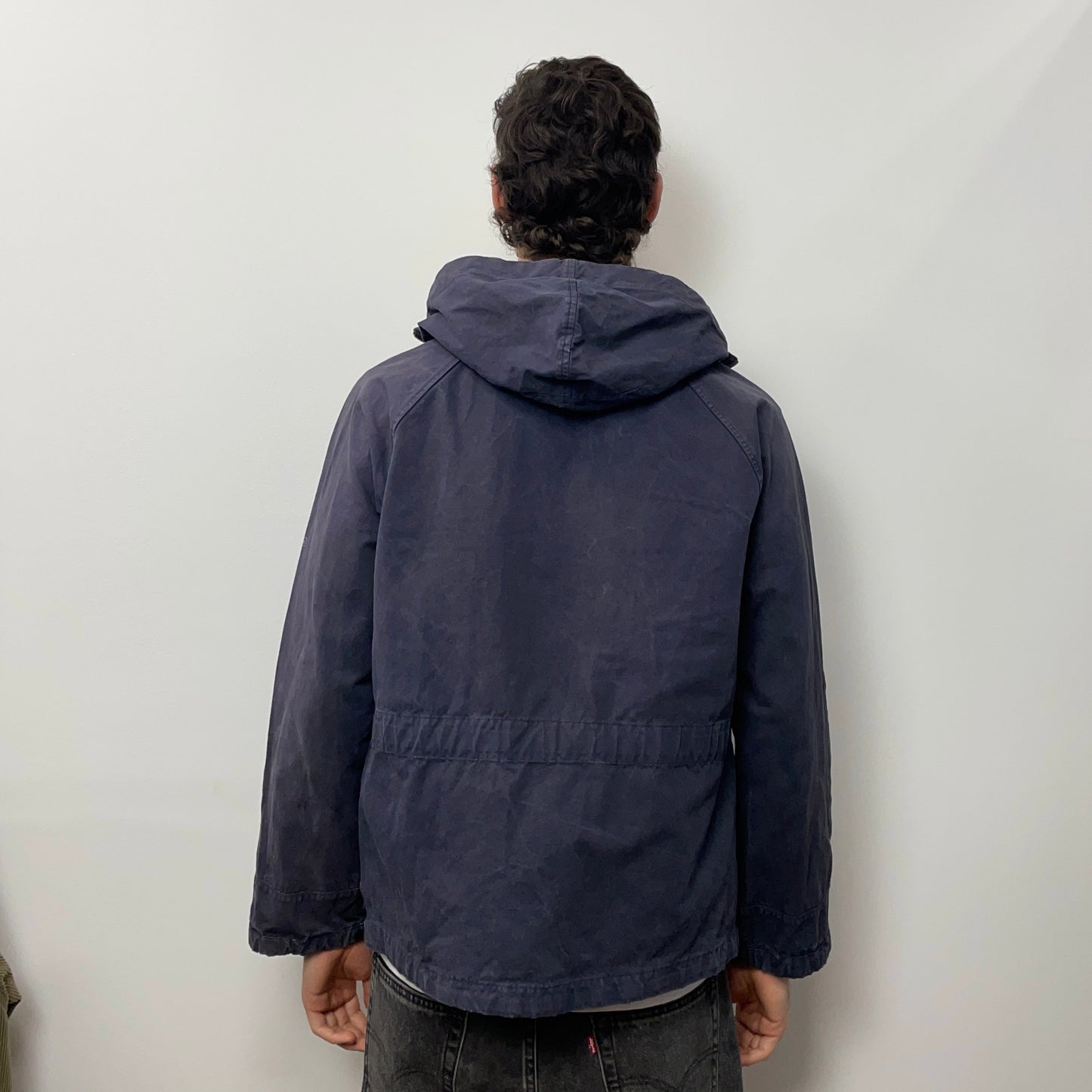 Stone Island Denims Navy SS04 Cotton Hooded Windbreaker Jacket