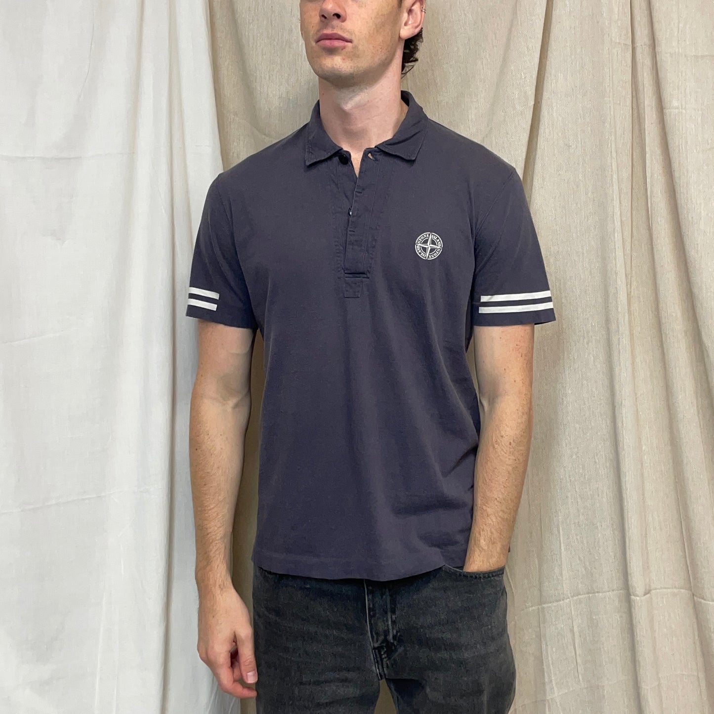 Stone Island Grey SS09 Chest Emblem Short Sleeve Polo Shirt