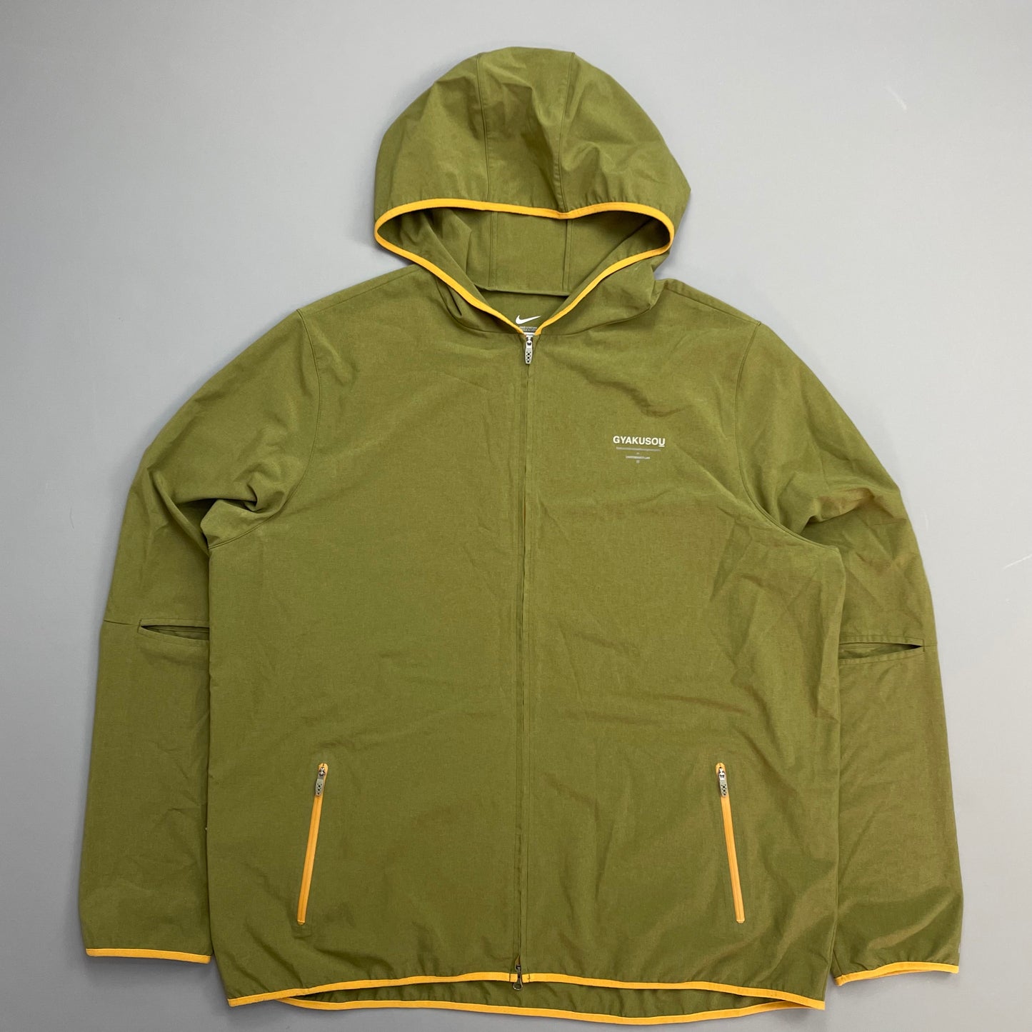 Nike Gyakusou Green Reverse Running Club Lightweight Hooded Windbreaker Jacket