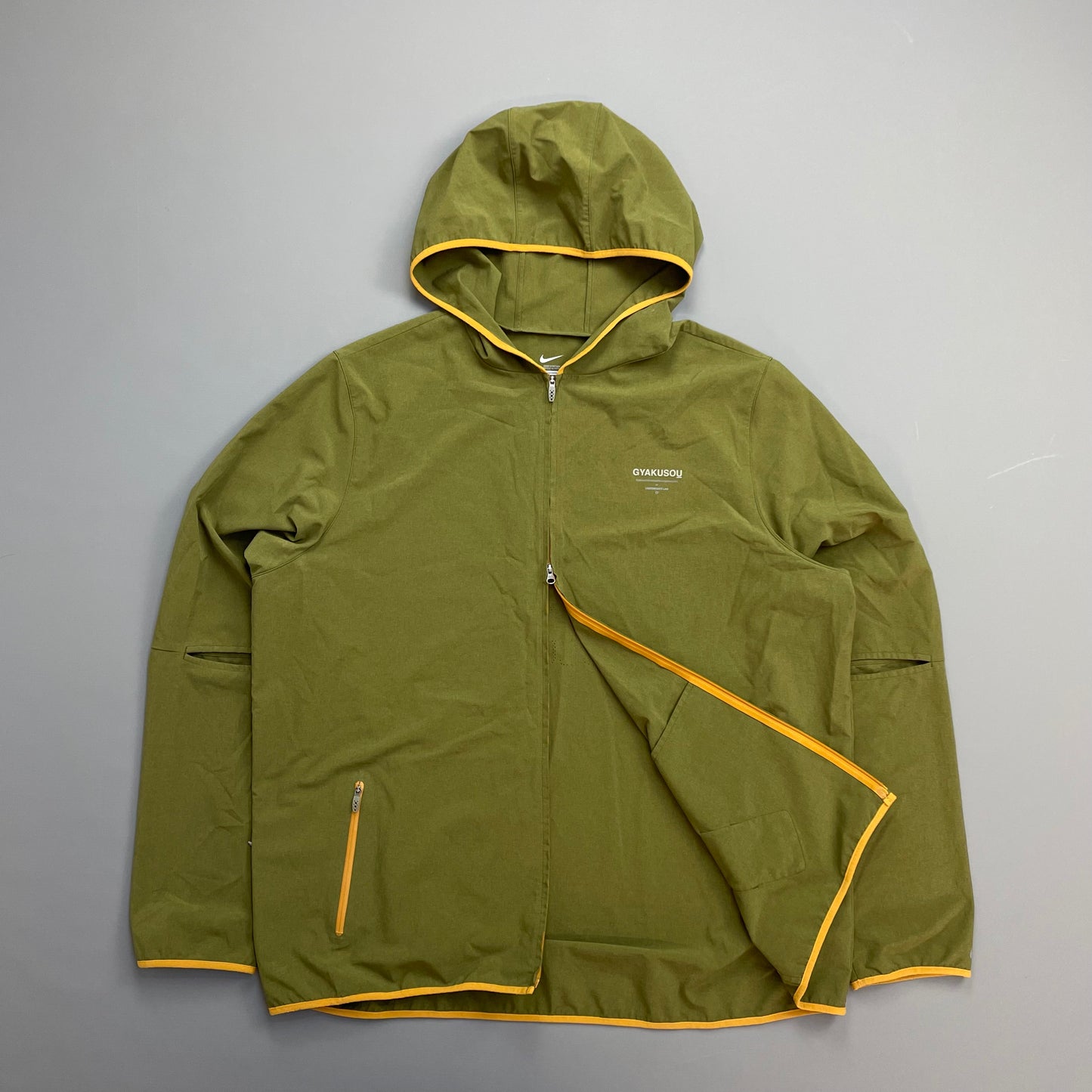 Nike Gyakusou Green Reverse Running Club Lightweight Hooded Windbreaker Jacket