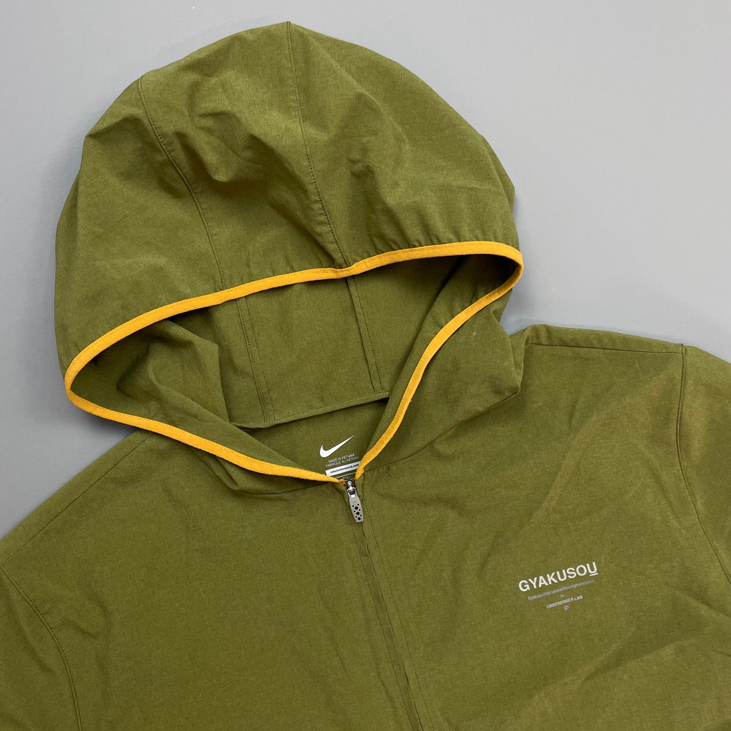 Nike Gyakusou Green Reverse Running Club Lightweight Hooded Windbreaker Jacket