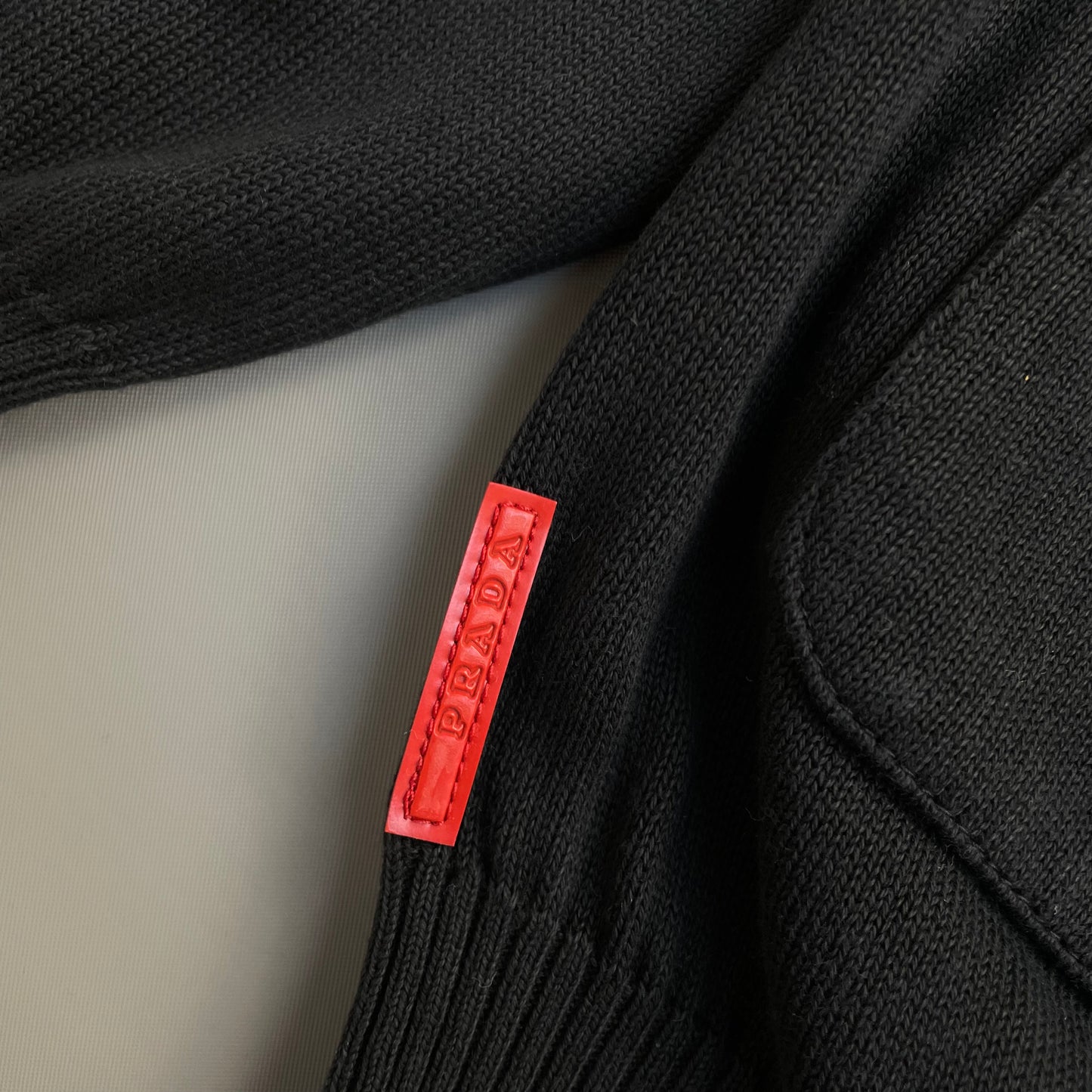 Prada Sport Black 2008 Cotton Knit Zip-Through Collared Cardigan