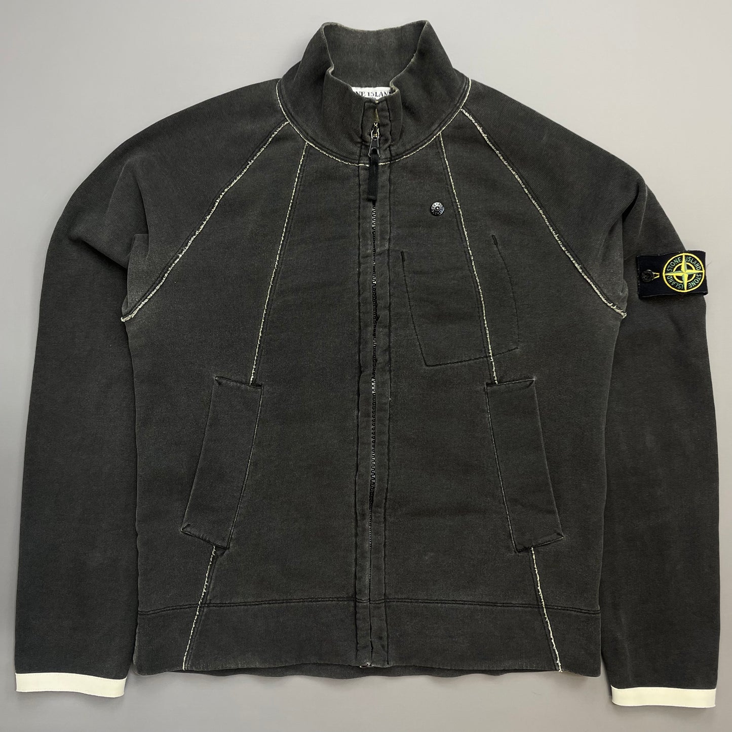 Stone Island Grey SS06 Raw-Seam Fleece Jacket