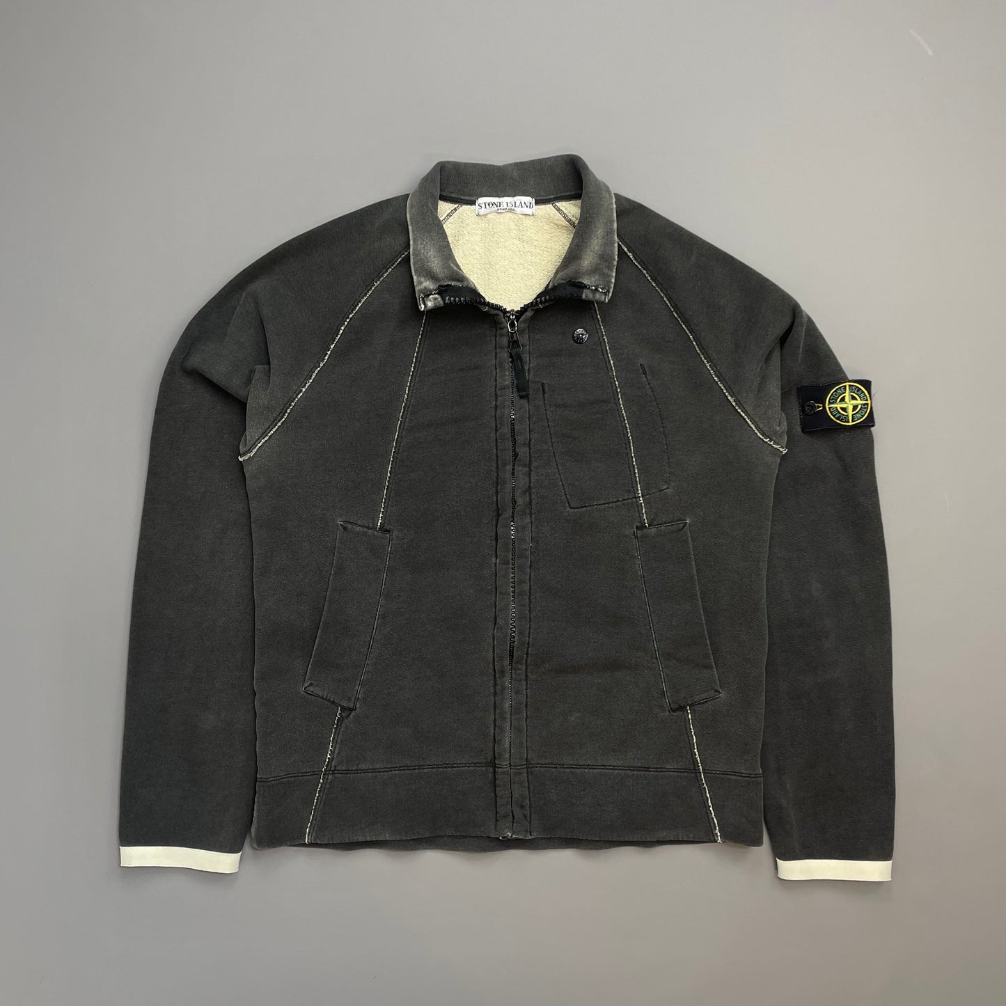 Stone Island Grey SS06 Raw-Seam Fleece Jacket