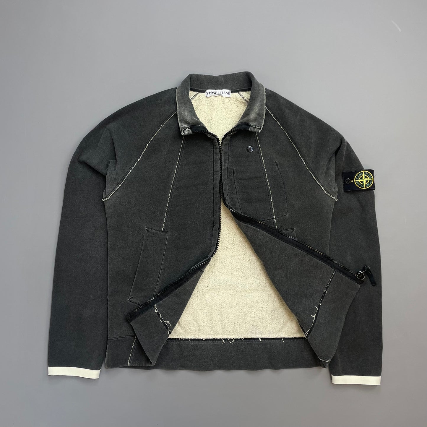 Stone Island Grey SS06 Raw-Seam Fleece Jacket