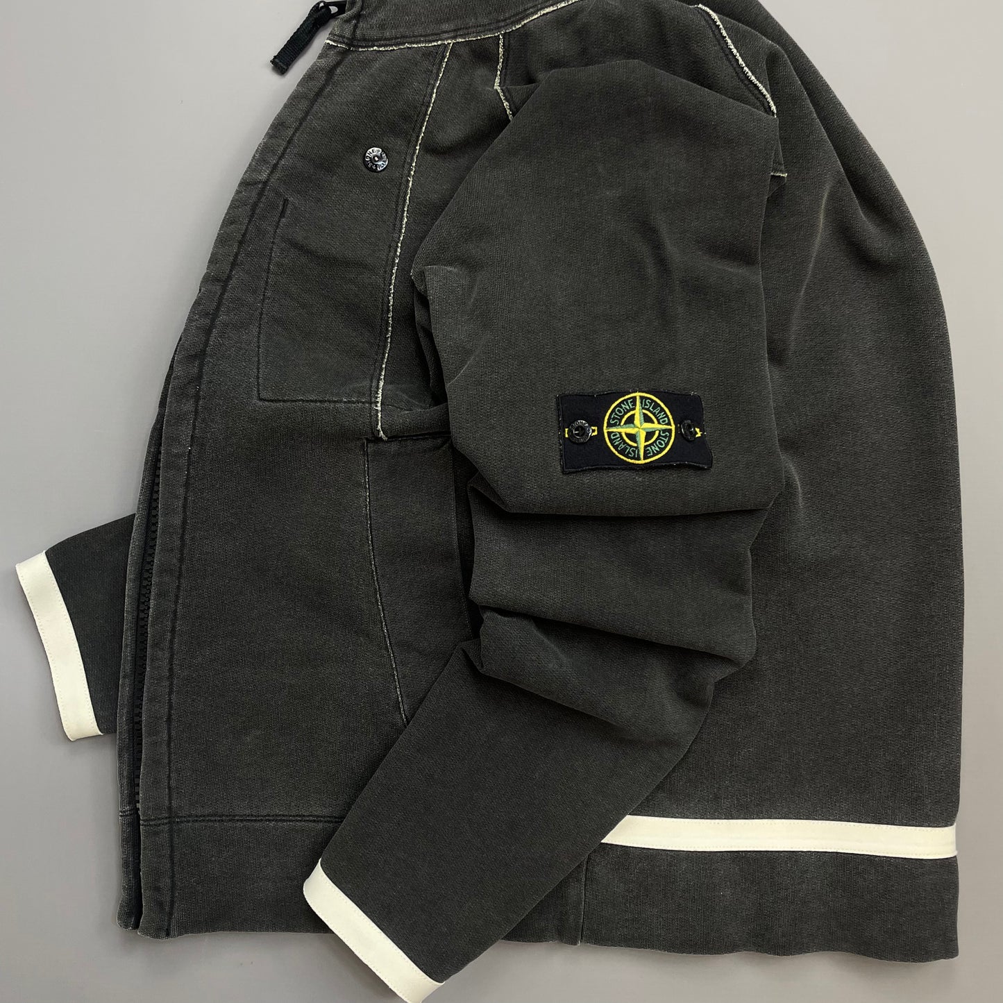 Stone Island Grey SS06 Raw-Seam Fleece Jacket