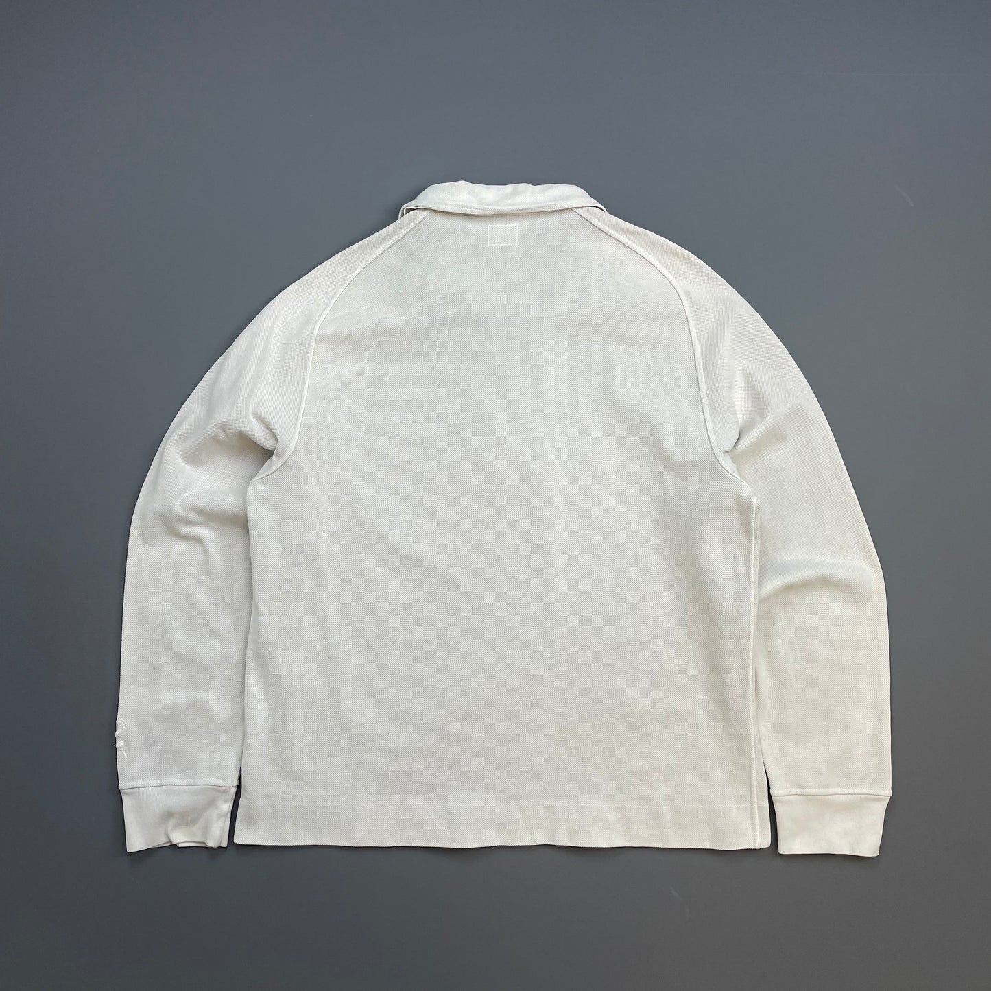 C.P. Company White SS03 Canvas Cotton Cuff Spellout Zip-Collar Jumper