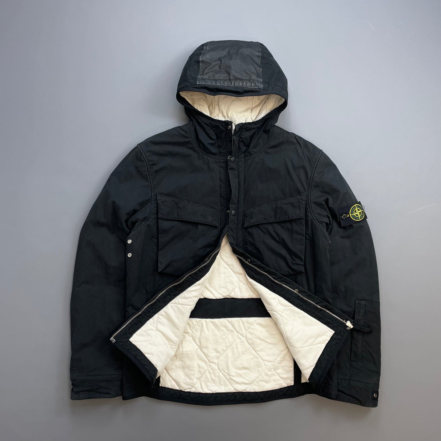 Stone Island Black AW09 Quilt-Lined Hooded Jacket