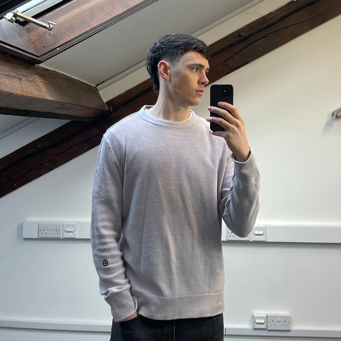 Stone Island Denims Off-Pink SS06 Lightweight Raw Edge Knit Jumper
