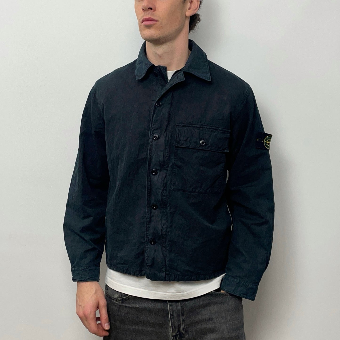 Stone Island Navy Black AW00 Cotton Lined Overshirt Jacket