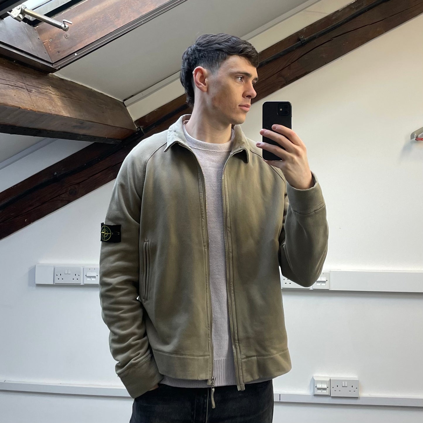 Stone Island Beige AW06 Brushed Cotton Zip-Through Jacket