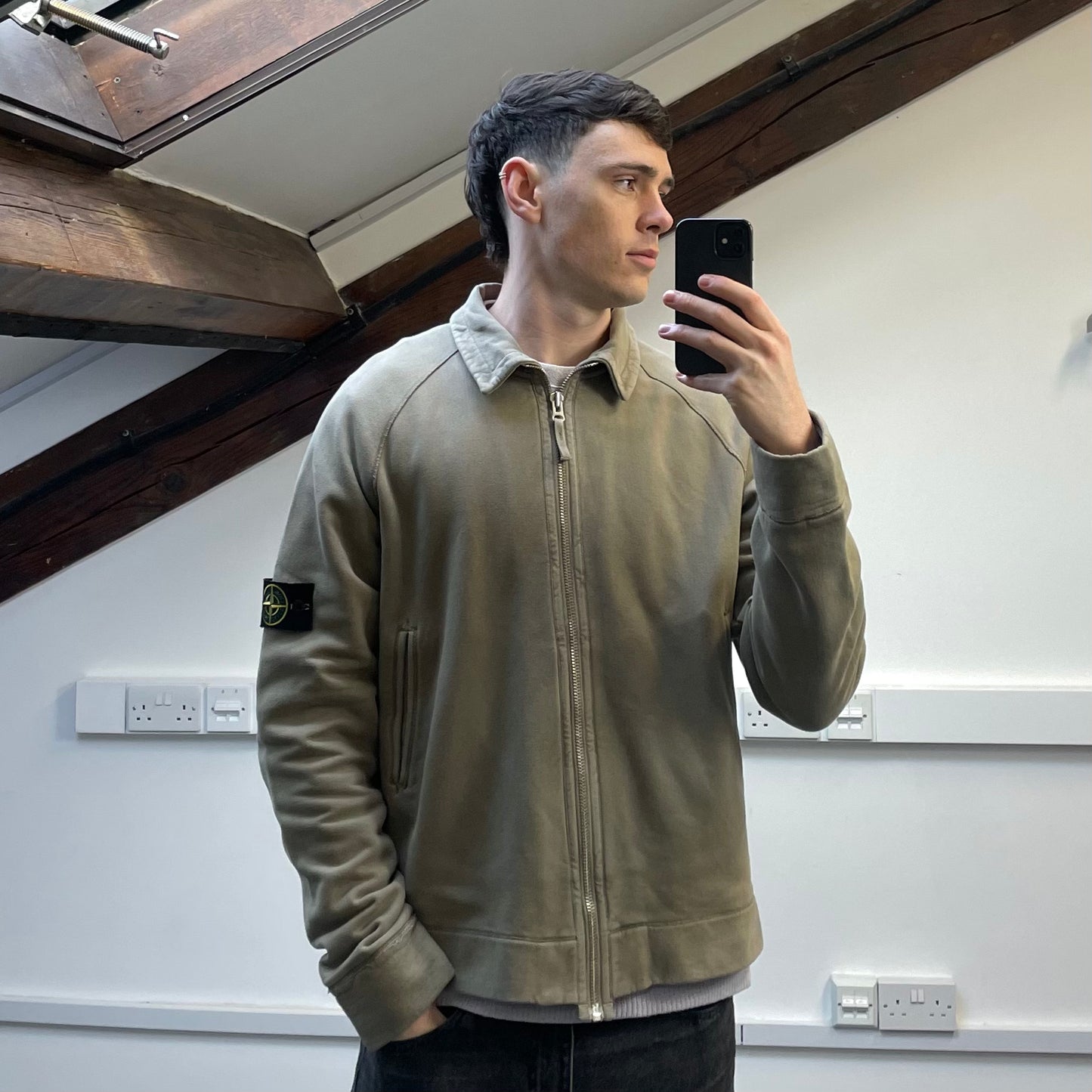Stone Island Beige AW06 Brushed Cotton Zip-Through Jacket