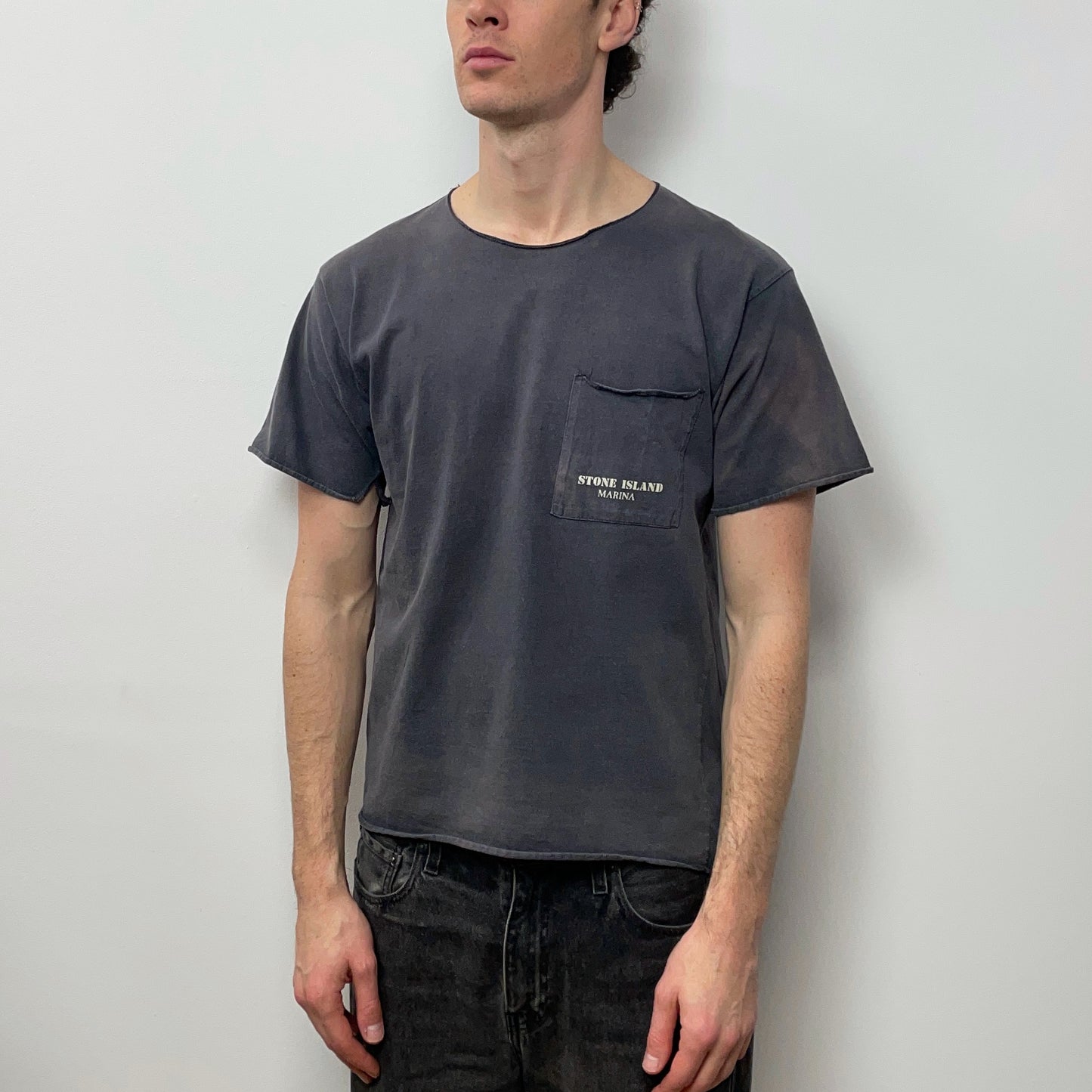 Stone Island Grey 90s Marina Faded Pocket Tee