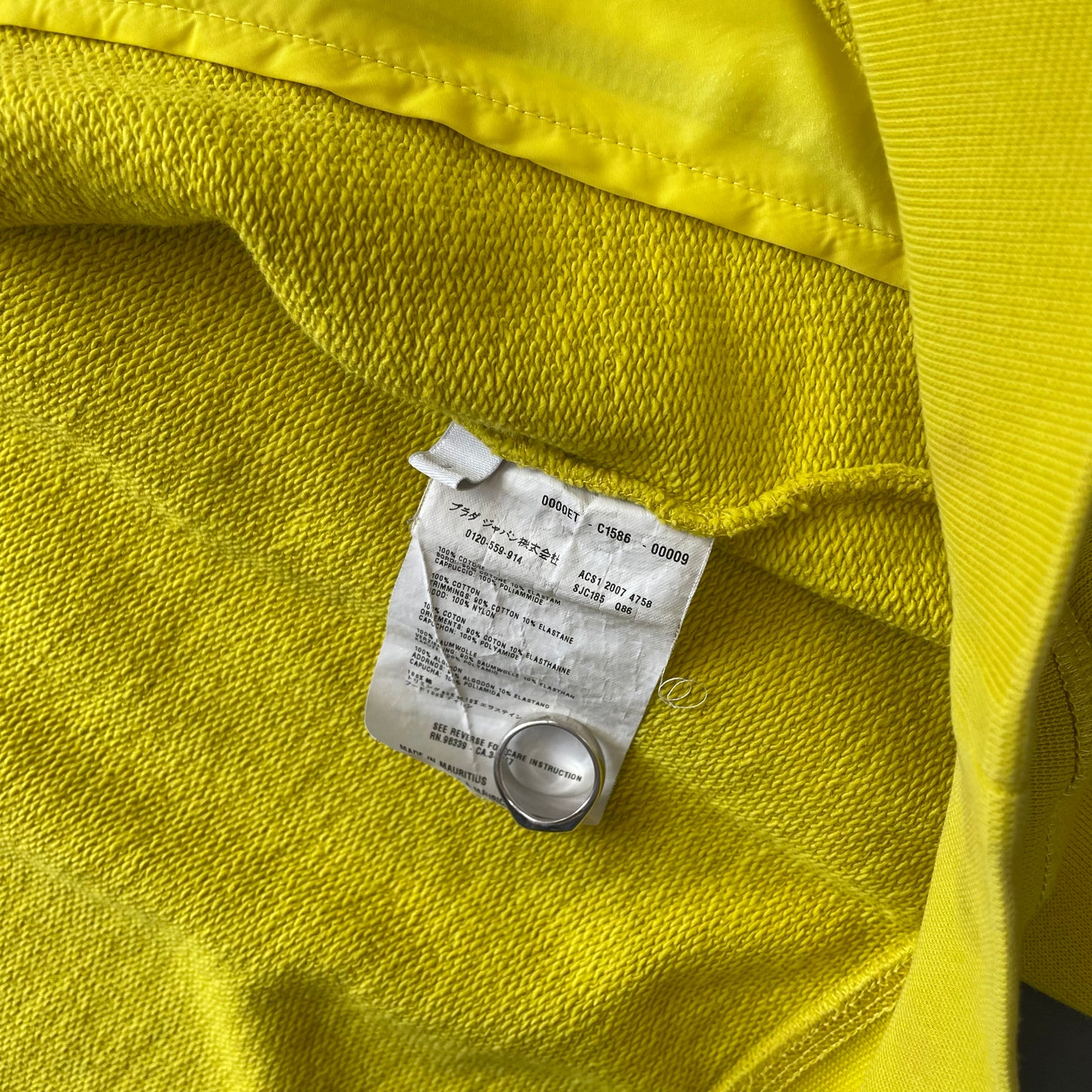 Prada Sport Yellow 2007 Nylon Hood Hoodie