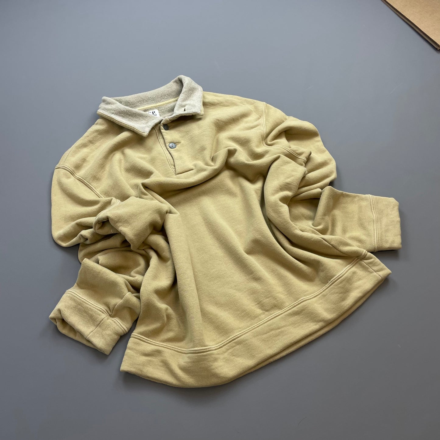 C.P. Company Beige AW01 Wool Blend Button Collar Fleece Jumper