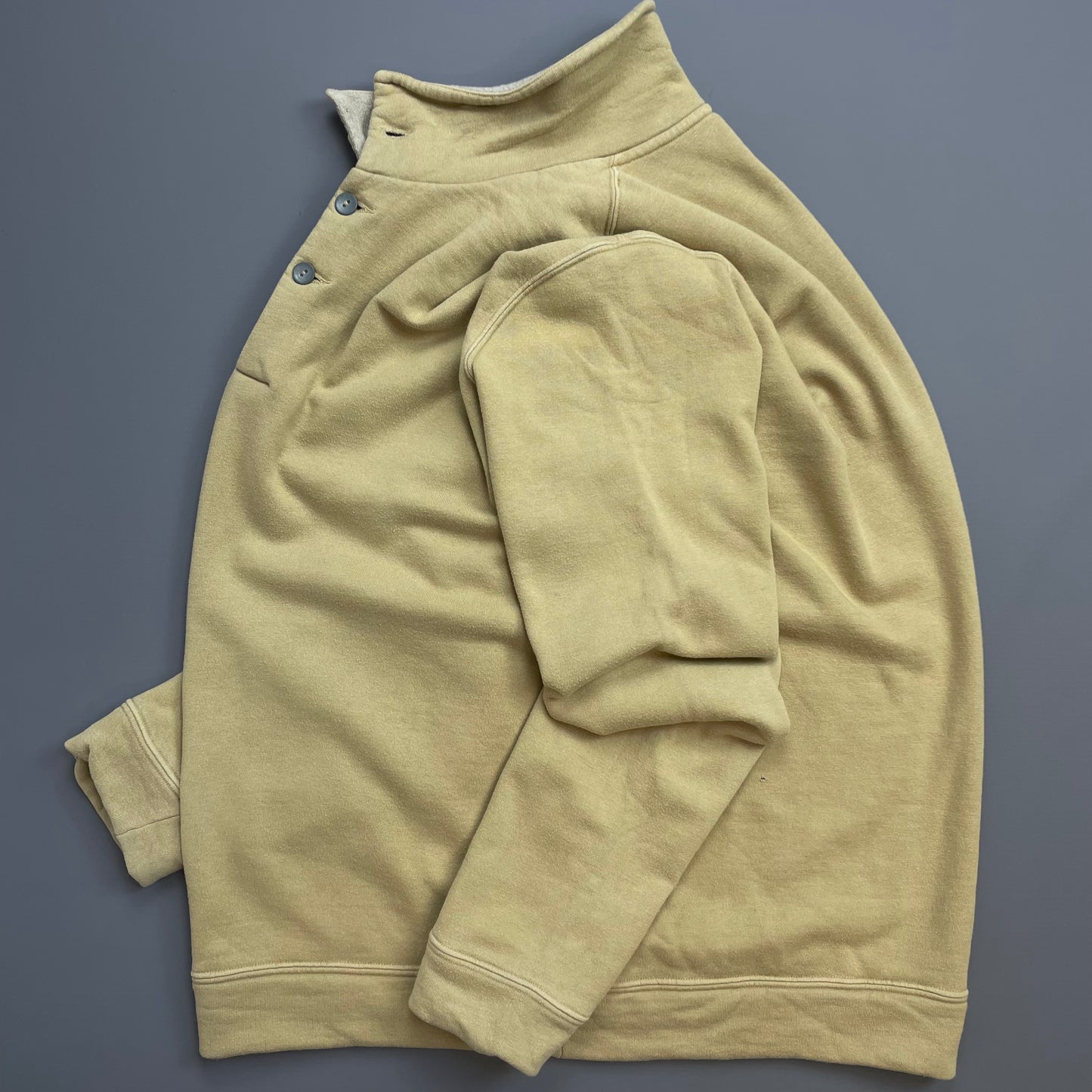 C.P. Company Beige AW01 Wool Blend Button Collar Fleece Jumper
