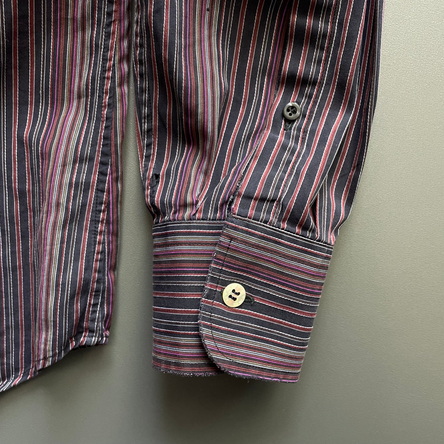 Prada Red Black & Purple 00s Fine Stripe Shirt
