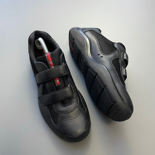 Prada Sport Black 00s Leather Americas Cup Velcro Strap Trainers