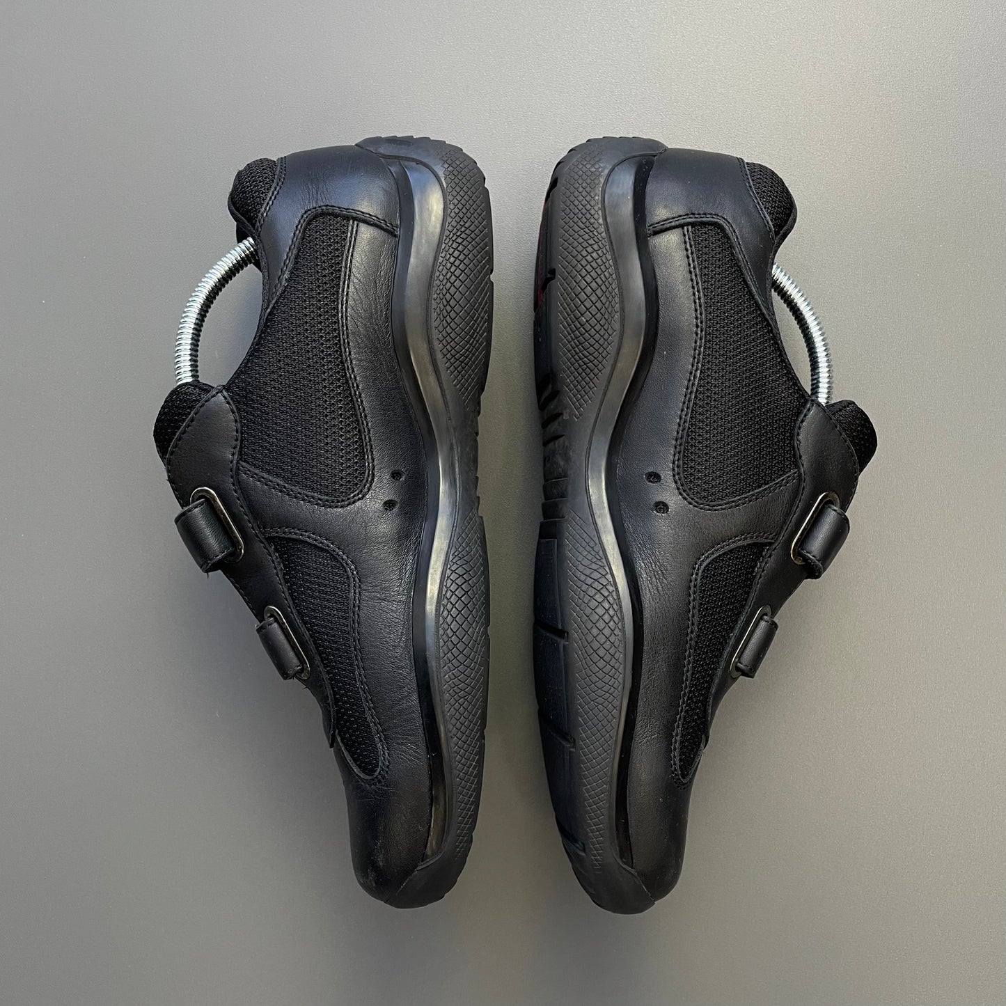 Prada Sport Black 00s Leather Americas Cup Velcro Strap Trainers