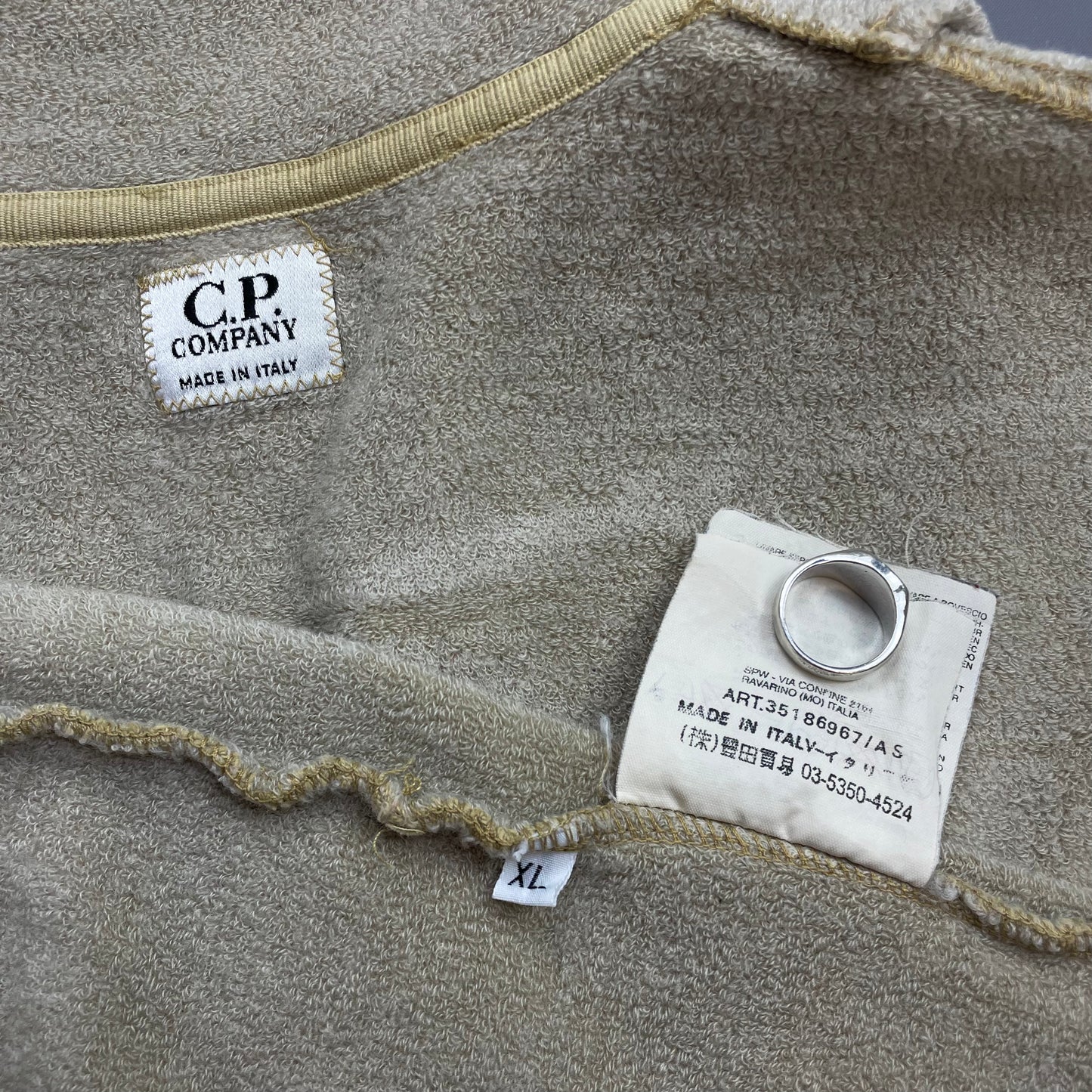 C.P. Company Beige AW01 Wool Blend Button Collar Fleece Jumper