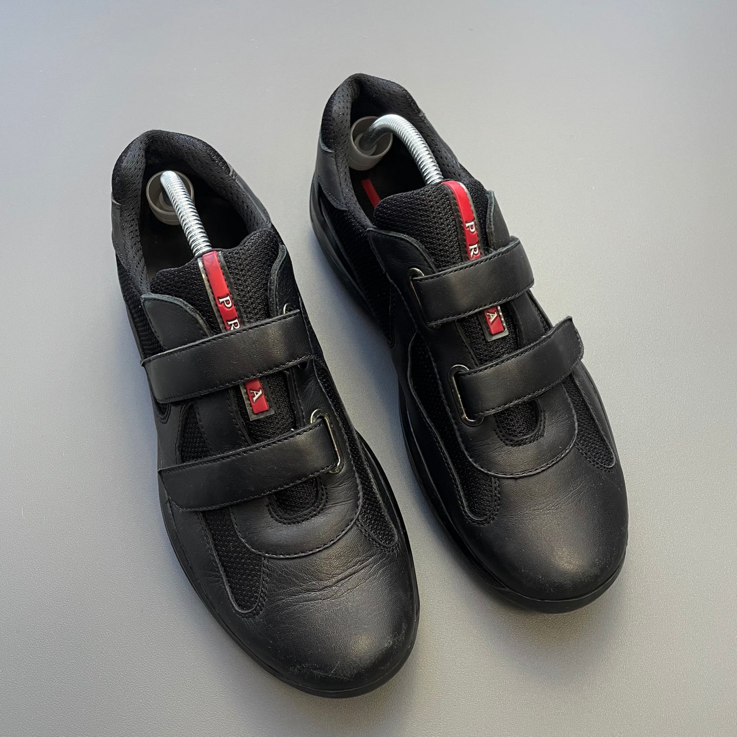 Prada Sport Black 00s Leather Americas Cup Velcro Strap Trainers