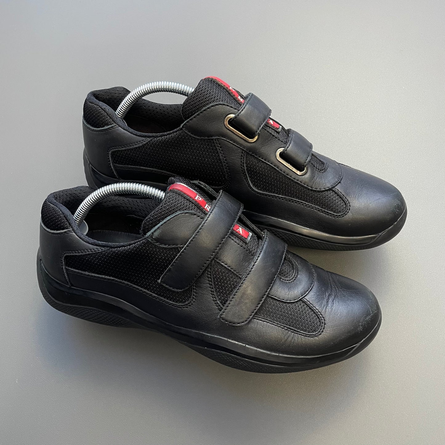 Prada Sport Black 00s Leather Americas Cup Velcro Strap Trainers