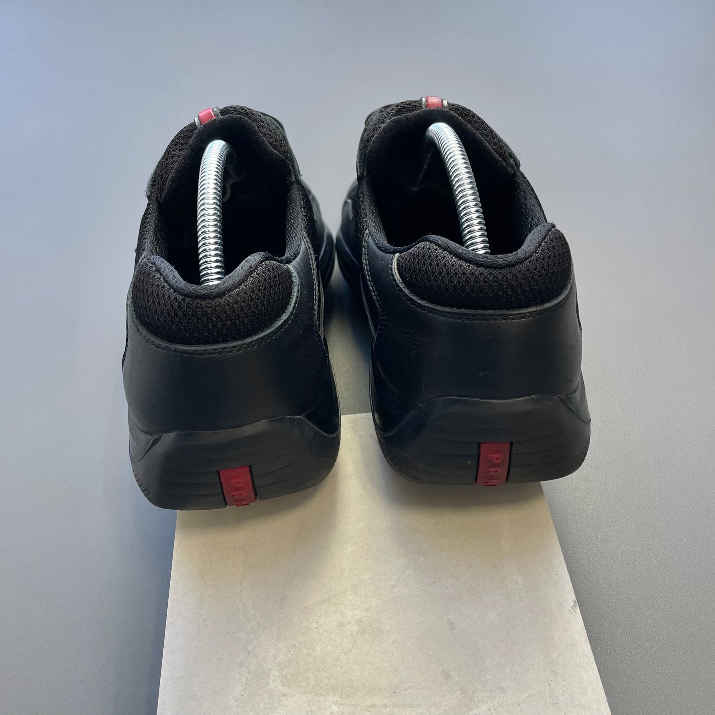 Prada Sport Black 00s Leather Americas Cup Velcro Strap Trainers