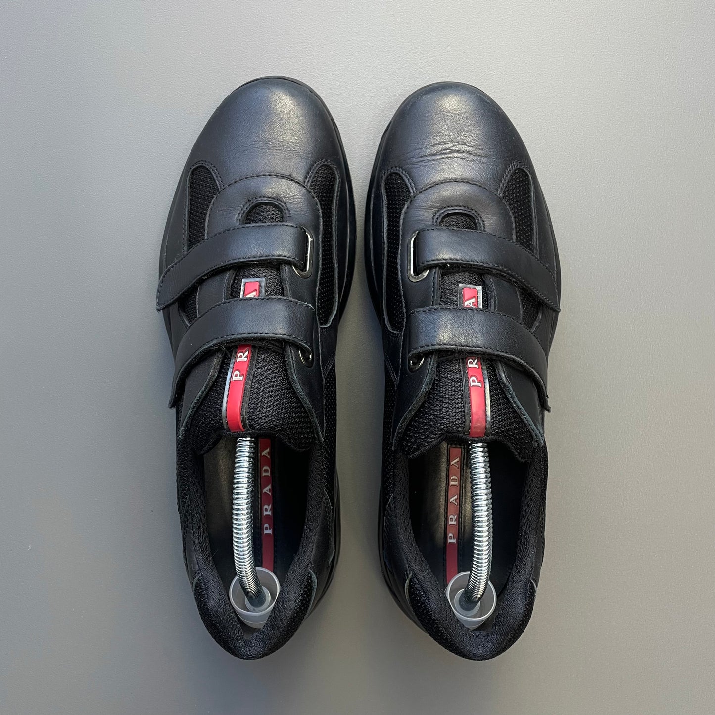 Prada Sport Black 00s Leather Americas Cup Velcro Strap Trainers