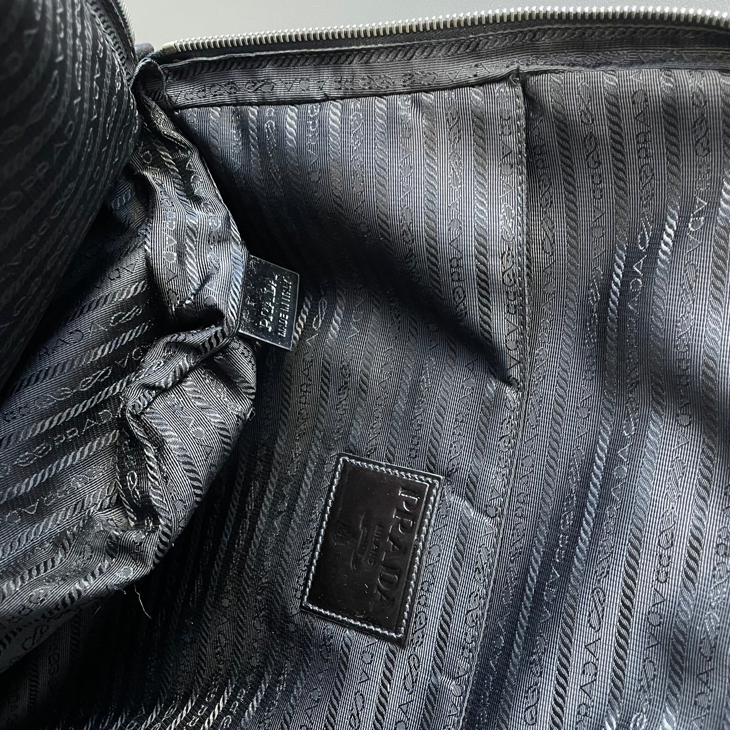 Prada Milano Black & Gold Ombre Gradient Patent Leather Handheld Bag