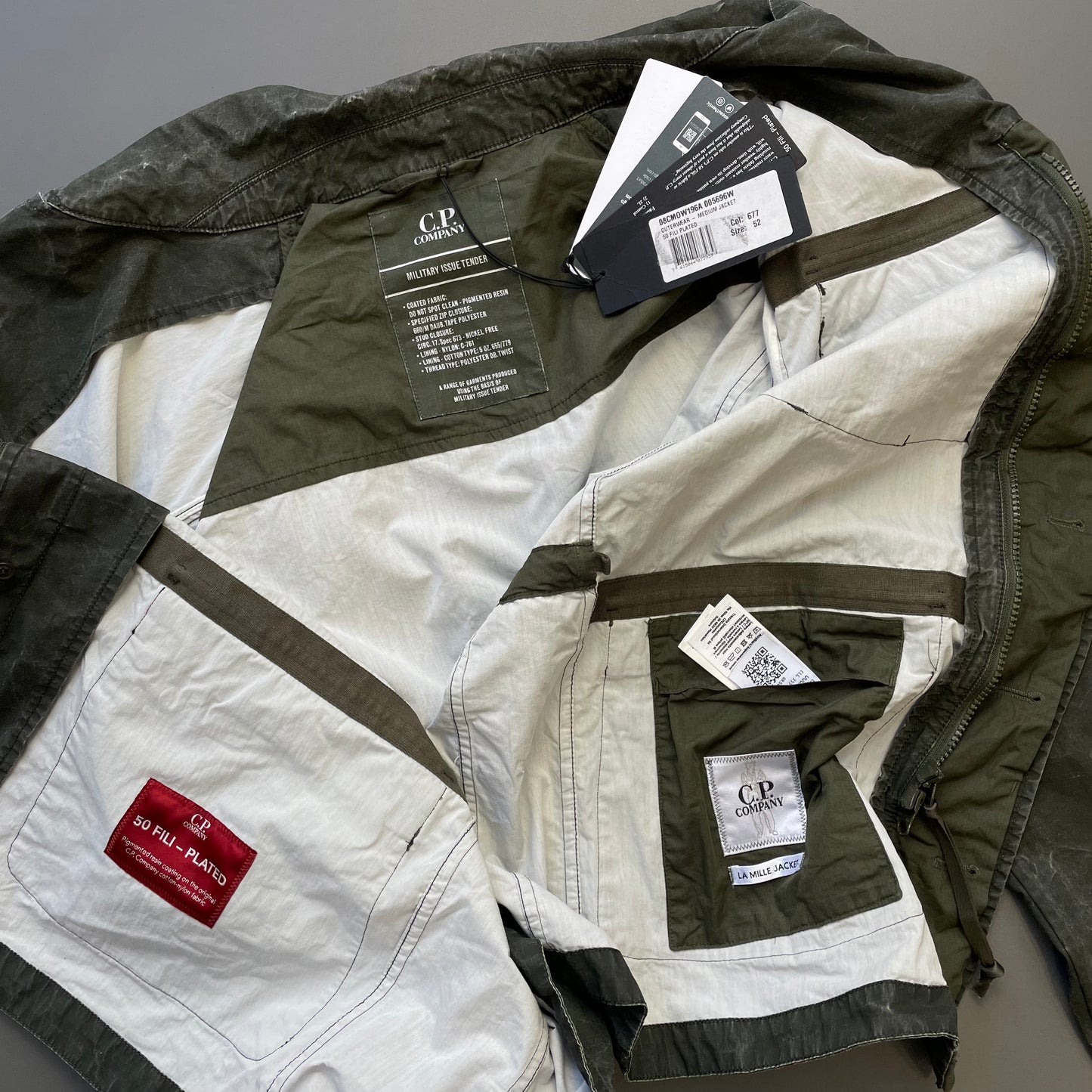 C.P. Company Green Military Issue Tender La Mille 50 Fili Plated Watchviewer Jacket