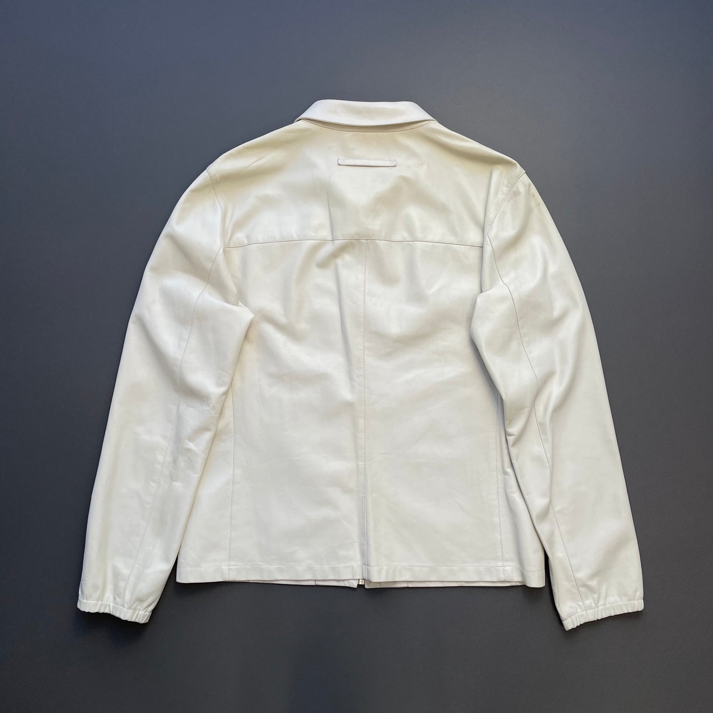 Prada Milano White & Red Piping Leather Jacket