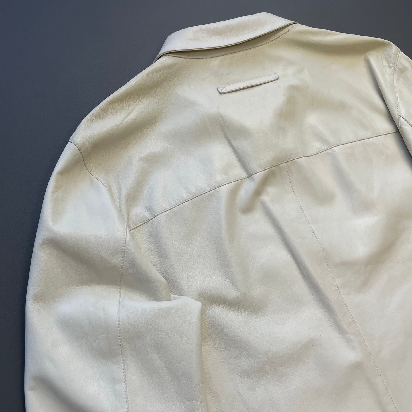 Prada Milano White & Red Piping Leather Jacket