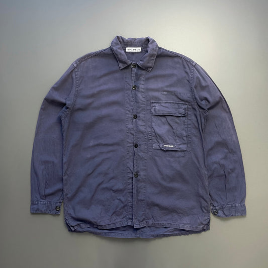 Stone Island Navy SS99 Cotton Canvas Lightweight Shirt
