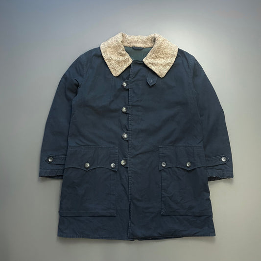 Emporio Armani Navy 90s Faux Sheerling Overcoat