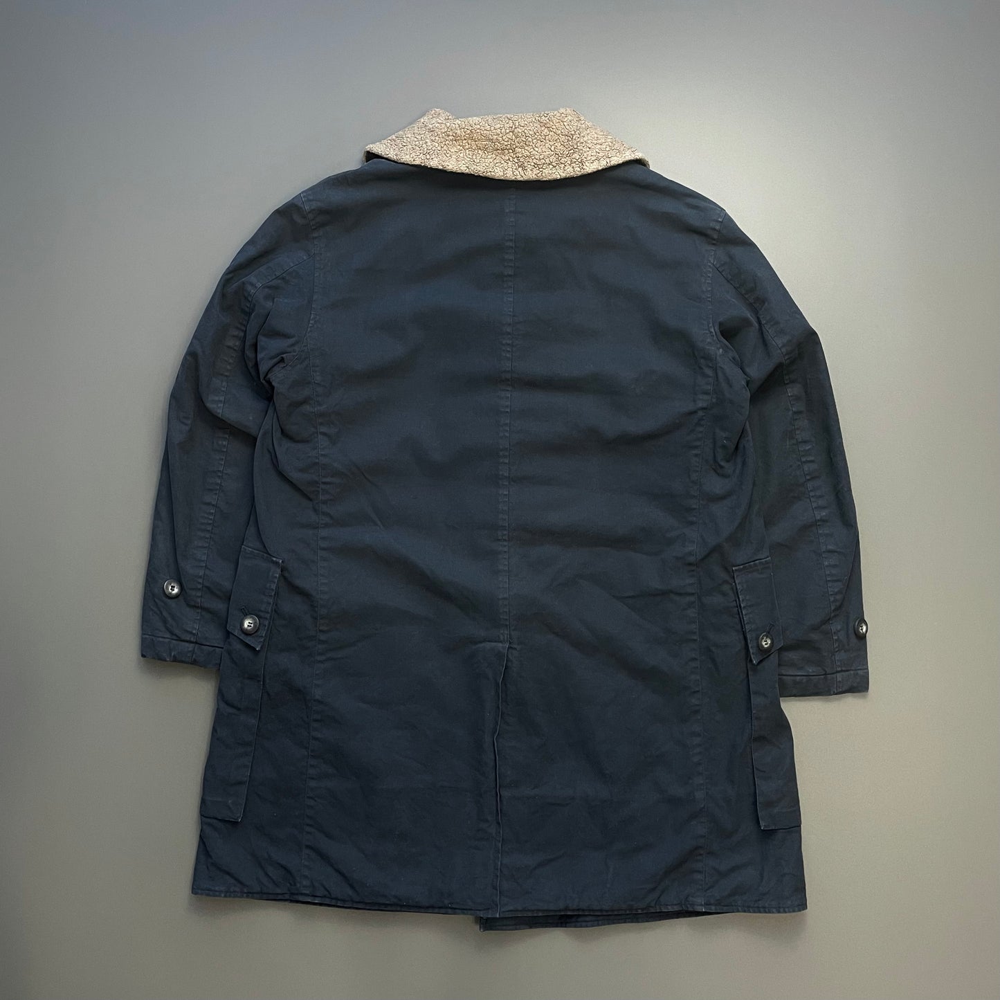 Emporio Armani Navy 90s Faux Sheerling Overcoat