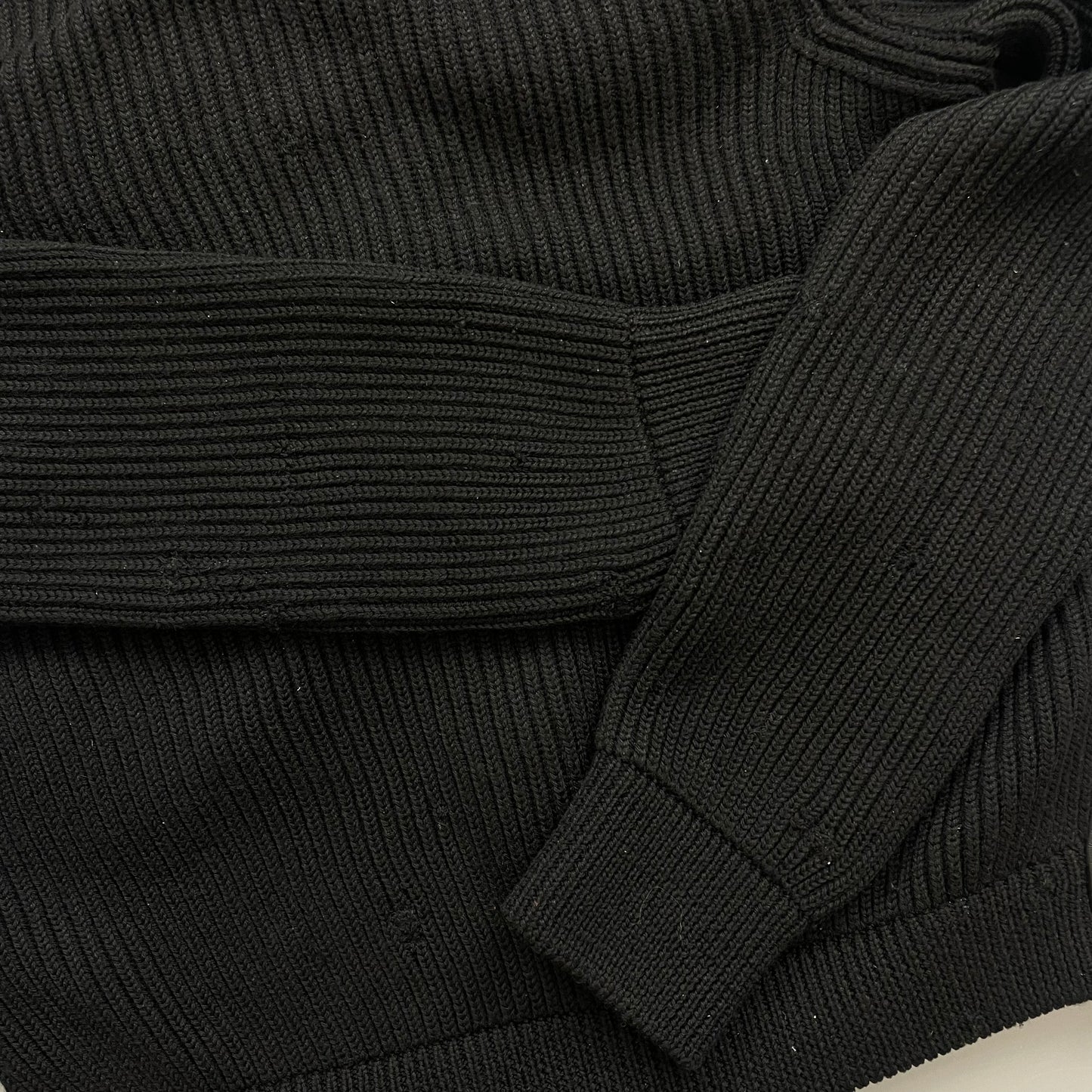 C.P. Company Black Leather & Navy Wool AW07 Hooded Jacket