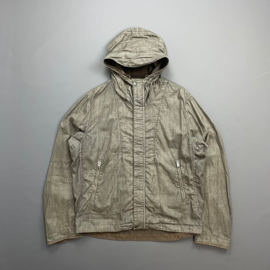 C.P. Company Grey/Brown SS05 Linen Lino Flax Hooded Dual Layer Jacket
