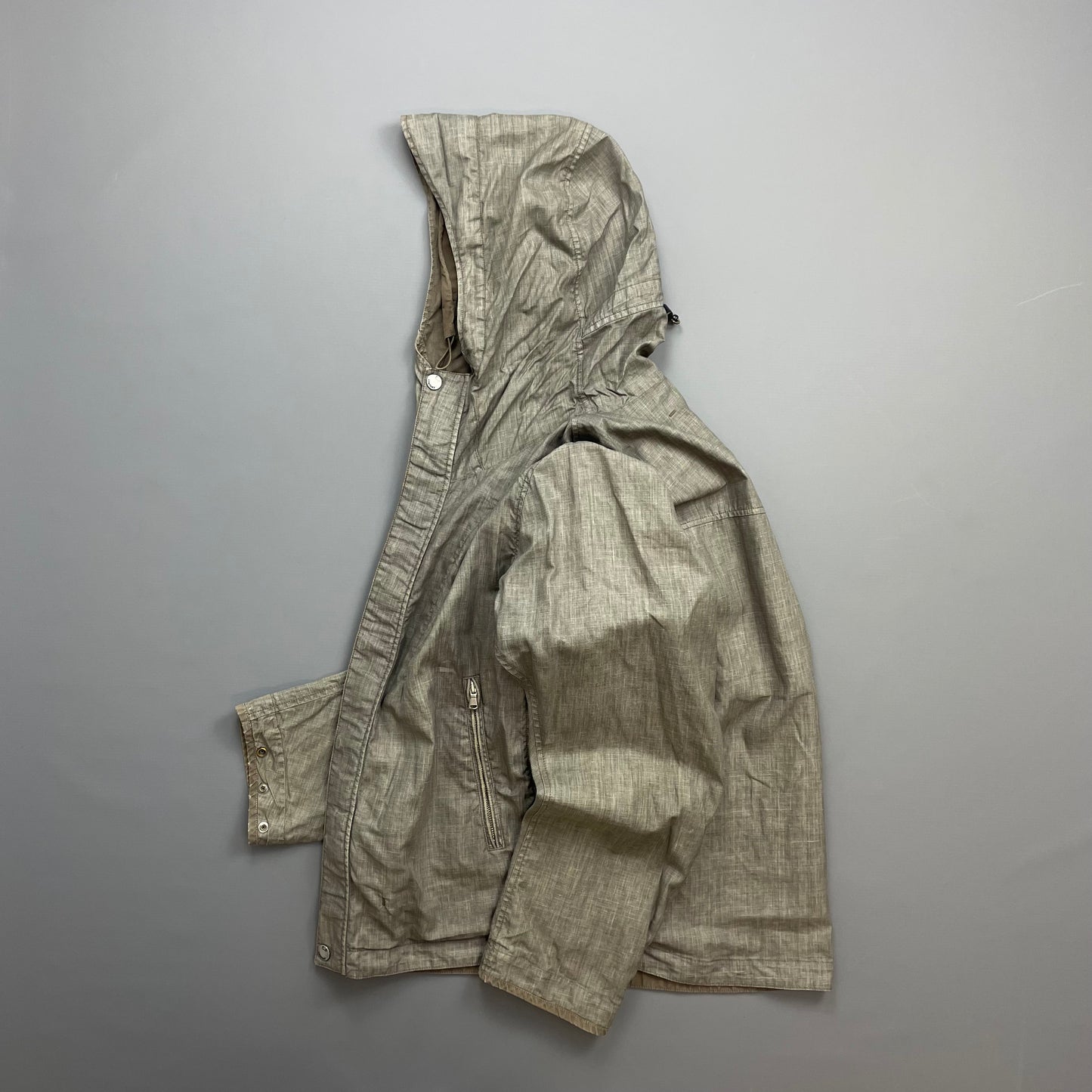 C.P. Company Grey/Brown SS05 Linen Lino Flax Hooded Dual Layer Jacket