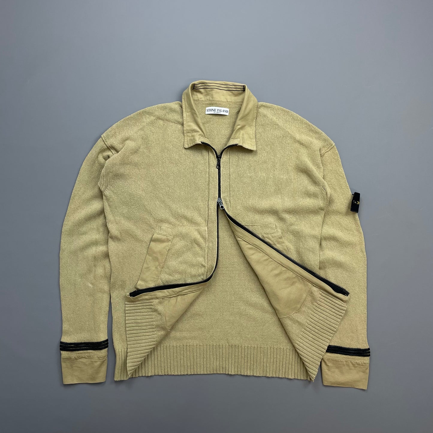 Stone Island Beige SS06 Lightweight Knit Zip Cardigan Jumper