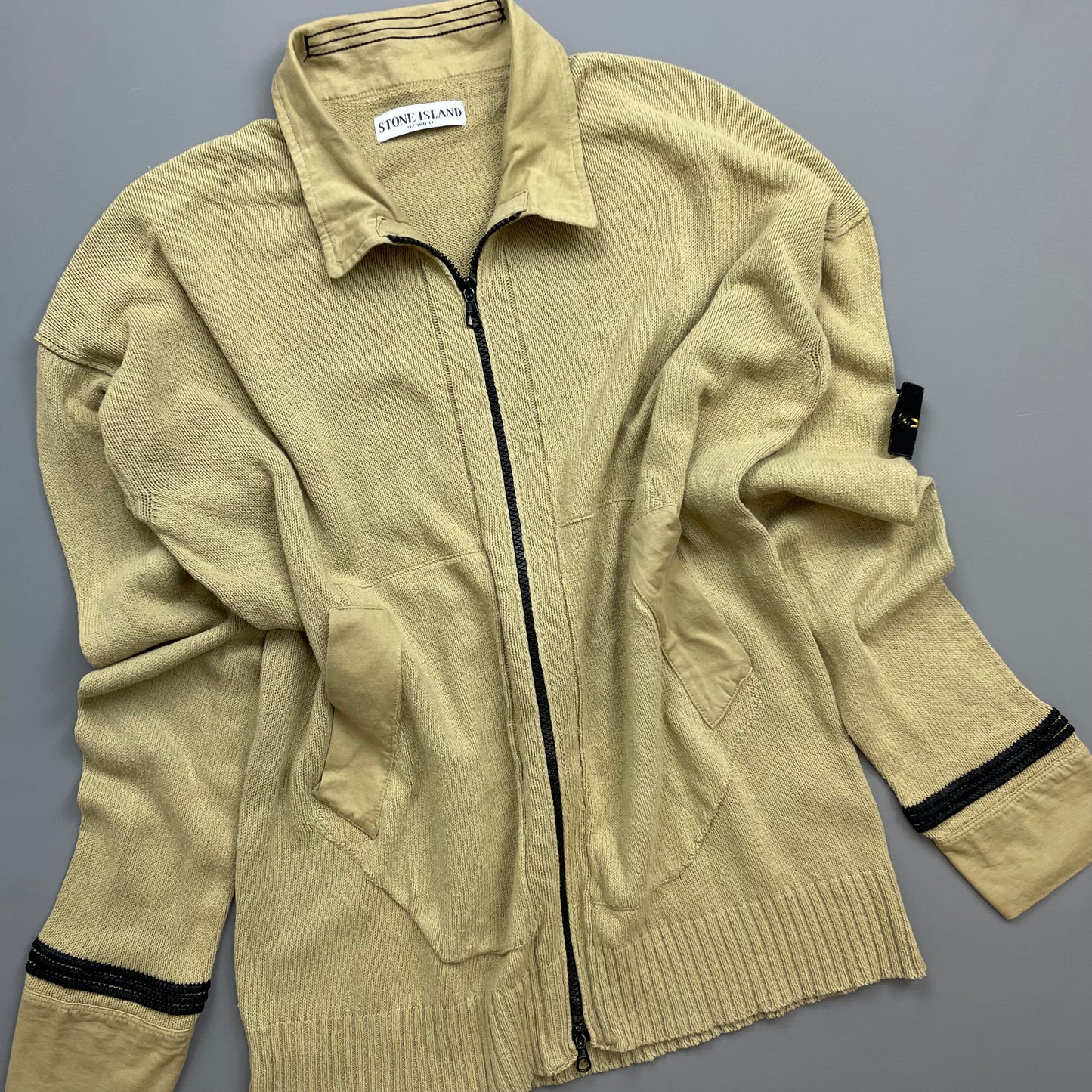 Stone Island Beige SS06 Lightweight Knit Zip Cardigan Jumper