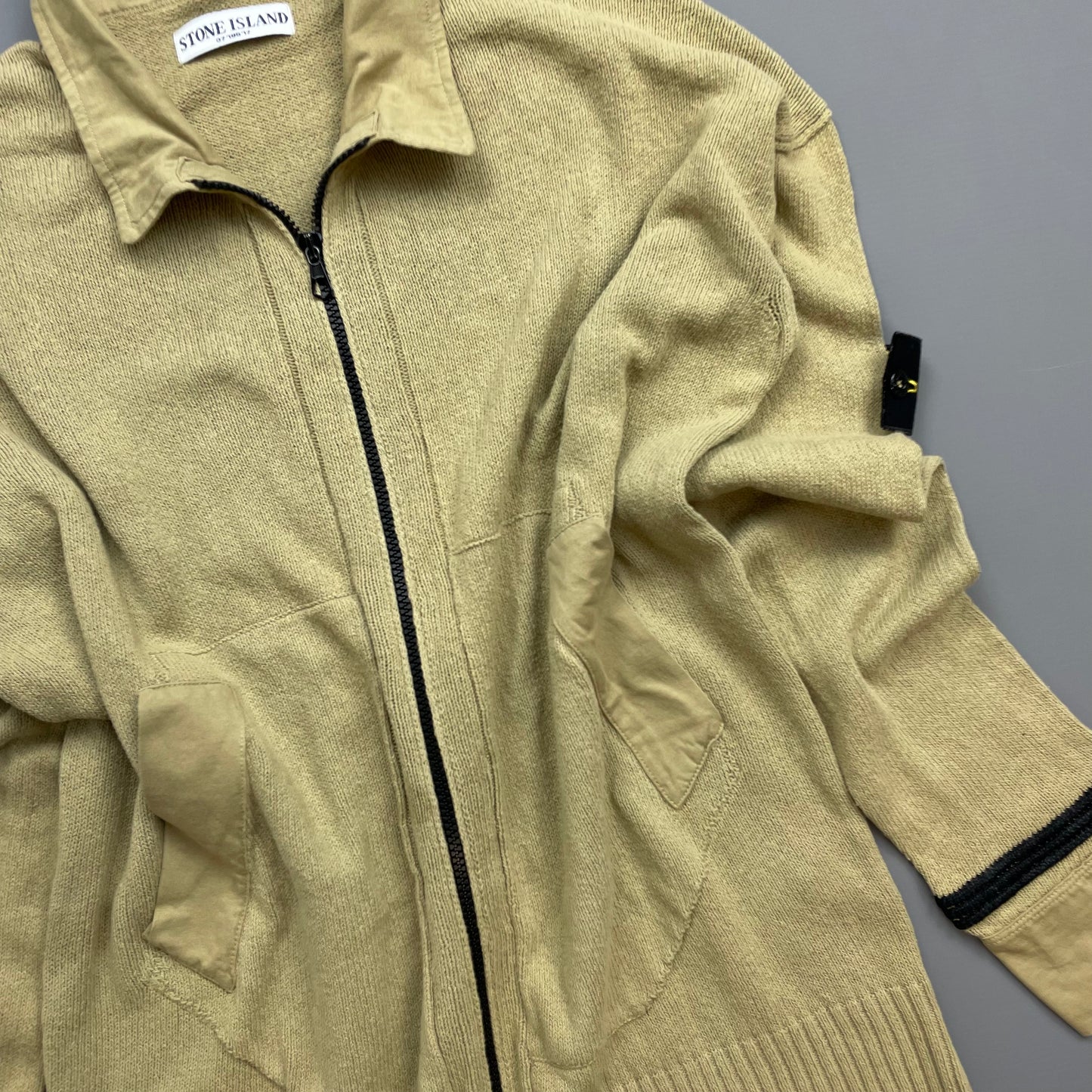 Stone Island Beige SS06 Lightweight Knit Zip Cardigan Jumper