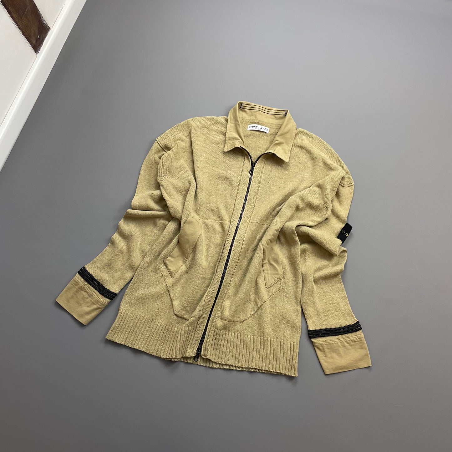 Stone Island Beige SS06 Lightweight Knit Zip Cardigan Jumper